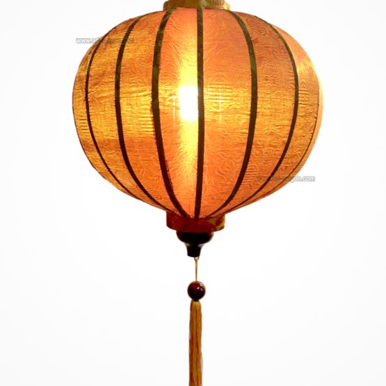 Lampion Traditionnel en Soie Marron de la ville de Hoi An au Vietnam, Lanterne Asiatique en Tissu, Bambou et Bois |Décoration et Artisanat Asiatique - Article vendu par la Boutique Art-saigon.com