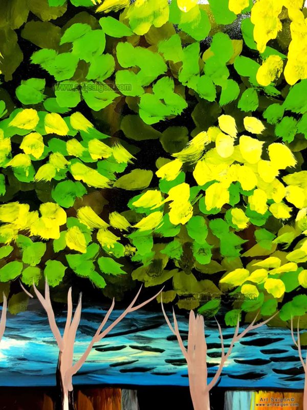 Tableau en Bois Laqué Peint, Motif Étudiantes Vietnamiennes. Décoration et Artisanat du Vietnam. Article vendu par la Boutique Art-saigon.com