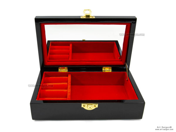 Boite Bijoux en Bois Laqué et Coquille d’œuf, Motif Étudiante Vietnamienne. Décoration et Artisanat du Vietnam. Article vendu par la Boutique Art-saigon.com