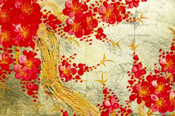 Tableau en Bois Laqué et Coquille d'Œuf, Motif Fleurs de Cerisier. Décoration et Artisanat du Vietnam. Article vendu par la Boutique Art-saigon.com