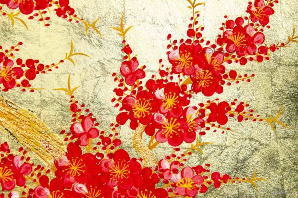 Tableau en Bois Laqué et Coquille d'Œuf, Motif Fleurs de Cerisier. Décoration et Artisanat du Vietnam. Article vendu par la Boutique Art-saigon.com
