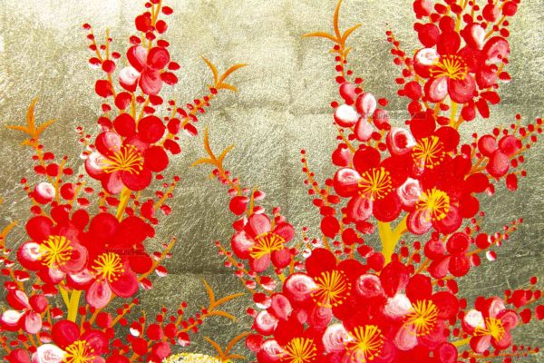 Tableau en Bois Laqué et Coquille d'Œuf, Motif Fleurs de Cerisier. Décoration et Artisanat du Vietnam. Article vendu par la Boutique Art-saigon.com