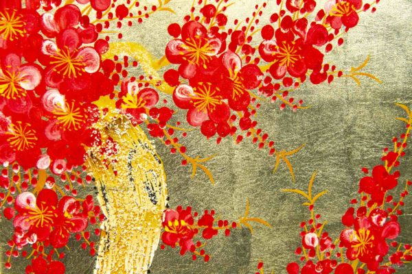 Tableau en Bois Laqué et Coquille d'Œuf, Motif Fleurs de Cerisier. Décoration et Artisanat du Vietnam. Article vendu par la Boutique Art-saigon.com