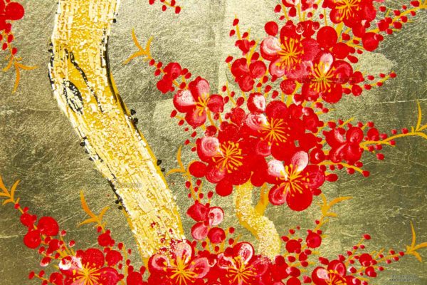 Tableau en Bois Laqué et Coquille d'Œuf, Motif Fleurs de Cerisier. Décoration et Artisanat du Vietnam. Article vendu par la Boutique Art-saigon.com