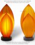 Lampe de Chevet en Pétale de Lotus en Tissu de Soie Orange, Lampe de Table de Hoi An au Vietnam. Fabrication Artisanale. Article vendu par la Boutique Art-saigon.com
