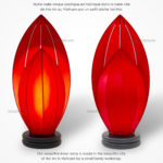 Lampe de Chevet en Pétale de Lotus en Tissu de Soie Rouge, Lampe de Table de Hoi An au Vietnam. Fabrication Artisanale. Article vendu par la Boutique Art-saigon.com