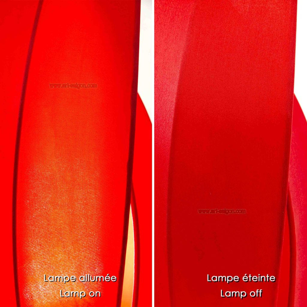 Lampe de Chevet en Pétale de Lotus en Tissu de Soie Rouge, Lampe de Table de Hoi An au Vietnam. Fabrication Artisanale. Article vendu par la Boutique Art-saigon.com