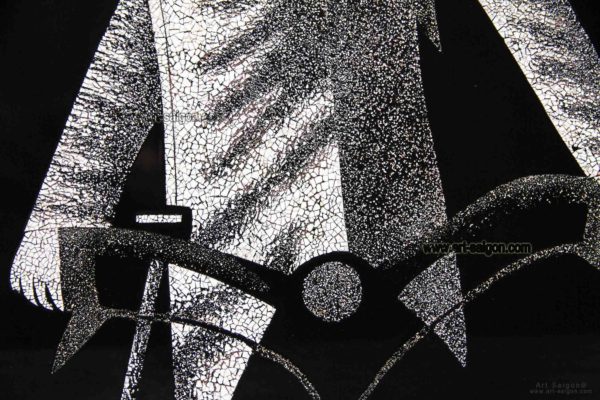 Tableau en Bois Laqué et Coquille d'Œuf, Motif Femme Vietnamienne. Décoration et Artisanat du Vietnam. Article vendu par la Boutique Art-saigon.com