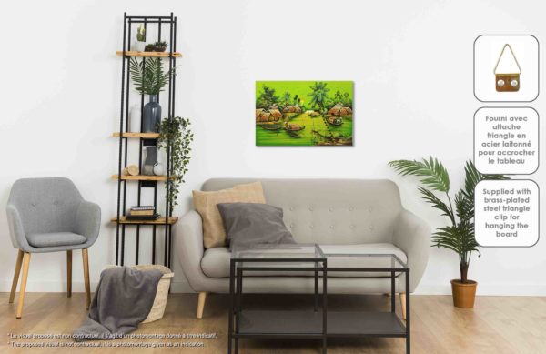 Tableau en Bois Laqué Peint, Fabriqué à la main, Motif Campagne du Vietnam. Peinture et Panneau Murale du Vietnam. Décoration et Artisanat Asiatique | Article vendu par la Boutique Art-Saigon.com
