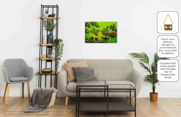 Tableau en Bois Laqué Peint, Fabriqué à la main, Motif Campagne du Vietnam. Peinture et Panneau Murale du Vietnam. Décoration et Artisanat Asiatique | Article vendu par la Boutique Art-Saigon.com