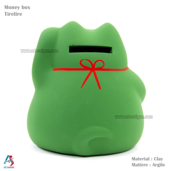 Maneki Neko, Fabriqué au Japon. Chat Porte Bonheur Japonais, Couleur Vert | Décoration et Artisanat Asiatique - Article vendu par la Boutique Art-Saigon.com