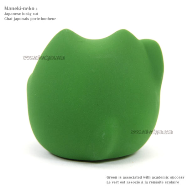 Maneki Neko, Fabriqué au Japon. Chat Porte Bonheur Japonais, Couleur Vert | Décoration et Artisanat Asiatique - Article vendu par la Boutique Art-Saigon.com