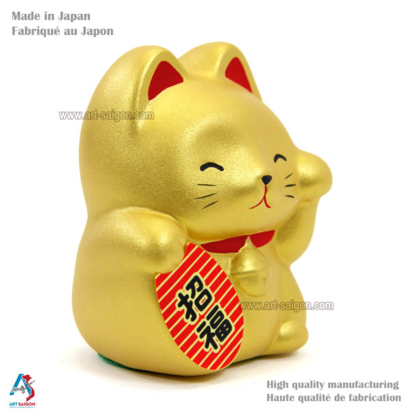 Maneki Neko, Fabriqué au Japon. Chat Porte Bonheur Japonais, Couleur Doré | Décoration et Artisanat Asiatique - Article vendu par la Boutique Art-Saigon.com