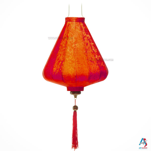 Lampion Asiatique en Soie Rouge de la ville de Hoi An au Vietnam, Lanterne Traditionnel en Tissu, Bambou et Bois |Décoration et Artisanat Asiatique - Article vendu par la Boutique Art-saigon.com