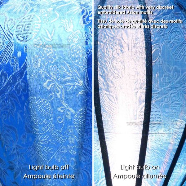 Lampion en Soie Bleu R - Ø38cm – Lanterne Tissu de Hoi An (réf. R25-BL) – Image 7