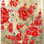 Tableau en Bois Laqué Doré, Fabriqué à la main, Motif Fleur de Cerisier. Peinture et Panneau Murale du Vietnam. Décoration et Artisanat Asiatique | Article vendu par la Boutique Art-Saigon.com