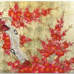 Tableau en Bois Laqué Doré, Fabriqué à la main, Motif Fleur de Cerisier. Peinture et Panneau Murale du Vietnam. Décoration et Artisanat Asiatique | Article vendu par la Boutique Art-Saigon.com