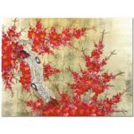 Tableau en Bois Laqué Doré, Fabriqué à la main, Motif Fleur de Cerisier. Peinture et Panneau Murale du Vietnam. Décoration et Artisanat Asiatique | Article vendu par la Boutique Art-Saigon.com
