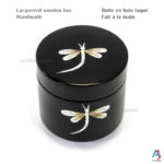 Boîte en Bois Laqué Noir, Fabriqué à la main, Motif Libellule | Décoration et Artisanat Asiatique - Article vendu par la Boutique Art-Saigon.com