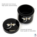 Boîte en Bois Laqué Noir, Fabriqué à la main, Motif Libellule | Décoration et Artisanat Asiatique - Article vendu par la Boutique Art-Saigon.com