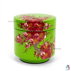 Boîte en Bois Laqué Vert, Motif Fleur de Cerisier, Fabriqué à la main | Décoration et Artisanat Asiatique - Article vendu par la Boutique Art-Saigon.com
