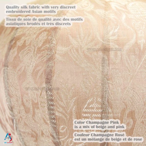 Lampion Asiatique en Soie couleur Champagne Rosé de la ville de Hoi An au Vietnam, Lanterne Traditionnel en Tissu, Bambou et Bois |Décoration et Artisanat Asiatique - Article vendu par la Boutique Art-saigon.com