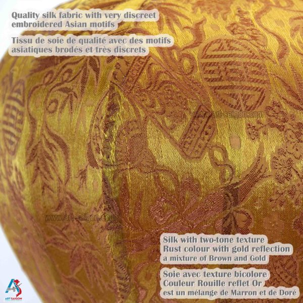Lampion Asiatique en Soie couleur Rouille reflet Or de la ville de Hoi An au Vietnam, Lanterne Traditionnel en Tissu, Bambou et Bois |Décoration et Artisanat Asiatique - Article vendu par la Boutique Art-saigon.com
