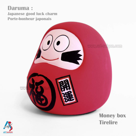 Daruma Rouge, Statuette Tirelire Porte Bonheur Japonais, Fabriqué au Japon | Décoration et Artisanat Asiatique - Article vendu par la Boutique Art-Saigon.com