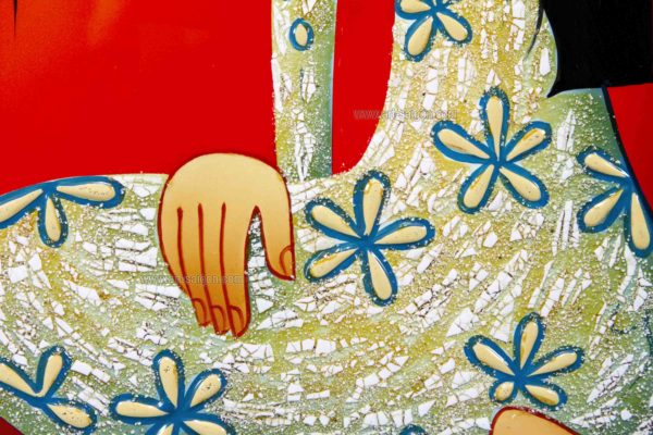 Tableau en Bois Laqué Rouge, Fabriqué à la main, Femme Vietnamienne. Peinture et Panneau Murale du Vietnam. Décoration et Artisanat Asiatique | Article vendu par la Boutique Art-Saigon.com