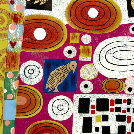 Tableau en Bois Laqué, Fabriqué à la main, L'accomplissement de Gustav Klimt. Peinture et Panneau Murale du Vietnam. Décoration et Artisanat Asiatique | Article vendu par la Boutique Art-Saigon.com
