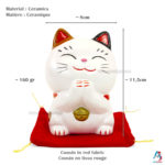 Maneki Neko Blanc, Tirelire, Fabriqué au Japon. Chat Porte Bonheur Japonais, Lucky Cat | Décoration et Artisanat Asiatique - Article vendu par la Boutique Art-Saigon.com