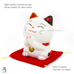 Maneki Neko Blanc, Tirelire, Fabriqué au Japon. Chat Porte Bonheur Japonais, Lucky Cat | Décoration et Artisanat Asiatique - Article vendu par la Boutique Art-Saigon.com