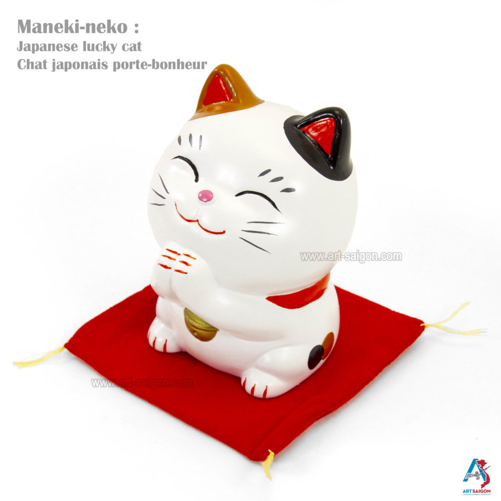Statue de chat porte-bonheur japonais, mini/céramique/blanc/Maneki Neko,  tirelire pour chat fortune chanceux, chat accueillant la richesse pour  décoration de voiture, décoration de bureau, rouge : : Maison