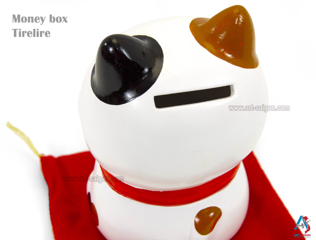 Maneki Neko Blanc, Tirelire, Fabriqué au Japon. Chat Porte Bonheur Japonais, Lucky Cat | Décoration et Artisanat Asiatique - Article vendu par la Boutique Art-Saigon.com