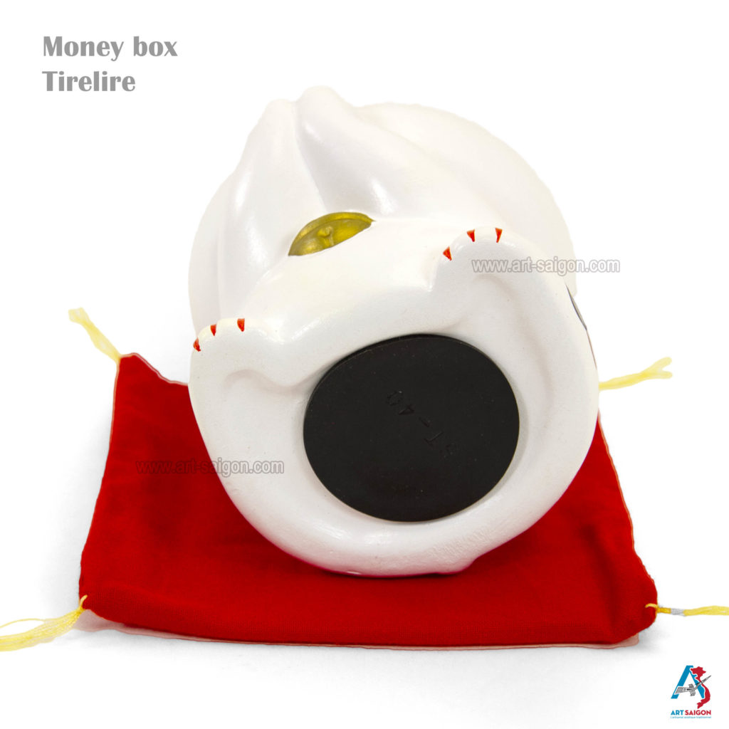 Maneki Neko Blanc, Tirelire, Fabriqué au Japon. Chat Porte Bonheur Japonais | Décoration et Artisanat Asiatique - Article vendu par la Boutique Art-Saigon.com