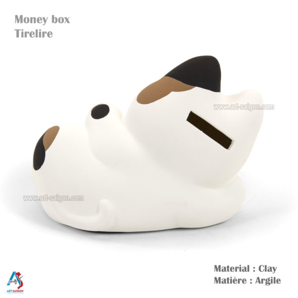 Maneki Neko Blanc, Tirelire, Fabriqué au Japon. Chat Porte Bonheur Japonais | Décoration et Artisanat Asiatique - Article vendu par la Boutique Art-Saigon.com