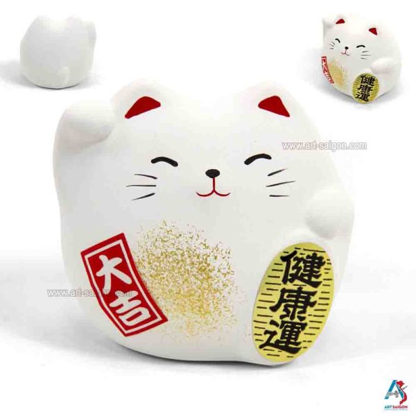 Maneki Neko Blanc, Fabriqué au Japon. Chat Porte Bonheur Japonais | Décoration et Artisanat AsiatiqueManeki Neko Blanc, Fabriqué au Japon. Chat Porte Bonheur Japonais | Décoration et Artisanat Asiatique - Article vendu par la Boutique Art-Saigon.com - Article vendu par la Boutique Art-Saigon.com
