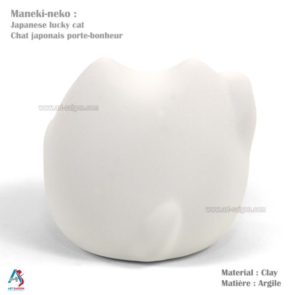 Maneki Neko Blanc, Fabriqué au Japon. Chat Porte Bonheur Japonais | Décoration et Artisanat Asiatique - Article vendu par la Boutique Art-Saigon.com