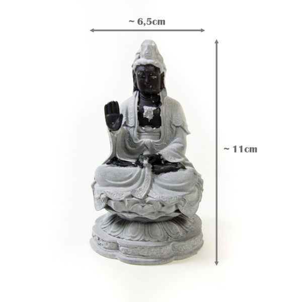 Statuette du Bouddha Guan Yin Gris et Noir, Déesse de la Compassion | Décoration et Artisanat Asiatique - Article vendu par la Boutique Art-Saigon.com