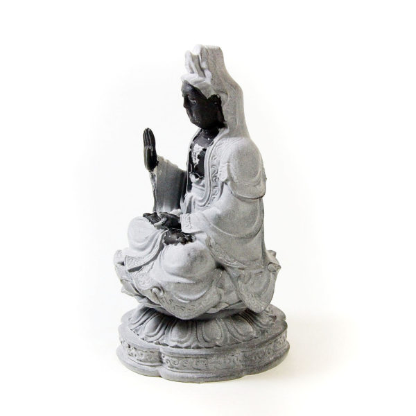 Statuette du Bouddha Guan Yin Gris et Noir, Déesse de la Compassion | Décoration et Artisanat Asiatique - Article vendu par la Boutique Art-Saigon.com