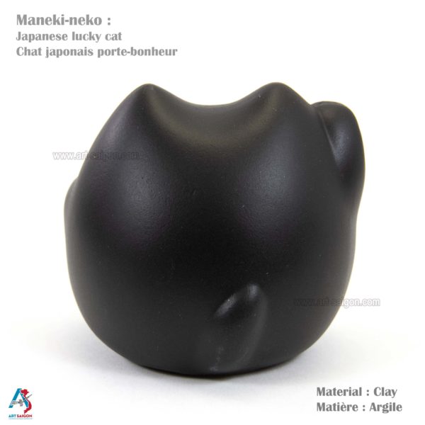 Maneki Neko Noir, Fabriqué au Japon. Chat Porte Bonheur Japonais | Décoration et Artisanat Asiatique - Article vendu par la Boutique Art-Saigon.com