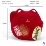 Maneki Neko Rouge, Fabriqué au Japon. Chat Porte Bonheur Japonais | Décoration et Artisanat Asiatique - Article vendu par la Boutique Art-Saigon.com