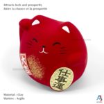 Maneki Neko Rouge, Fabriqué au Japon. Chat Porte Bonheur Japonais | Décoration et Artisanat Asiatique - Article vendu par la Boutique Art-Saigon.com