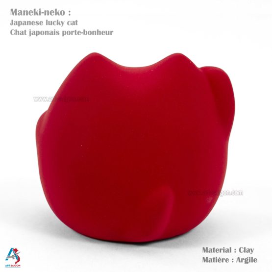 Maneki Neko Rouge, Fabriqué au Japon. Chat Porte Bonheur Japonais | Décoration et Artisanat Asiatique - Article vendu par la Boutique Art-Saigon.com
