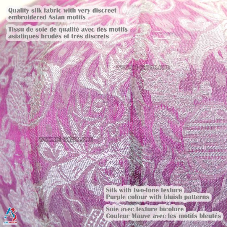 Lanterne Asiatique En Soie M 29cm, Couleur Rouille Reflet Or - Lampion Traditionnel De Hoi An En Tissu, Bambou Et Bois - Artisanat Et Décoration Du