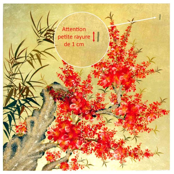 Tableau en Bois Laqué Doré, Fabriqué à la main, Motif Fleur de Cerisier et Bambou. Peinture et Panneau Murale du Vietnam. Décoration et Artisanat Asiatique | Article vendu par la Boutique Art-Saigon.com