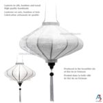 Lampion Asiatique en Soie Blanc de la ville de Hoi An au Vietnam, Lanterne Traditionnel en Tissu, Bambou et Bois | Décoration et Artisanat Asiatique - Article vendu par la Boutique Art-saigon.com
