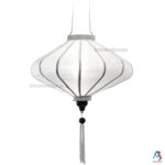 Lampion Asiatique en Soie Blanc de la ville de Hoi An au Vietnam, Lanterne Traditionnel en Tissu, Bambou et Bois | Décoration et Artisanat Asiatique - Article vendu par la Boutique Art-saigon.com