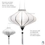 Lampion Asiatique en Soie Blanc de la ville de Hoi An au Vietnam, Lanterne Traditionnel en Tissu, Bambou et Bois | Décoration et Artisanat Asiatique - Article vendu par la Boutique Art-saigon.com