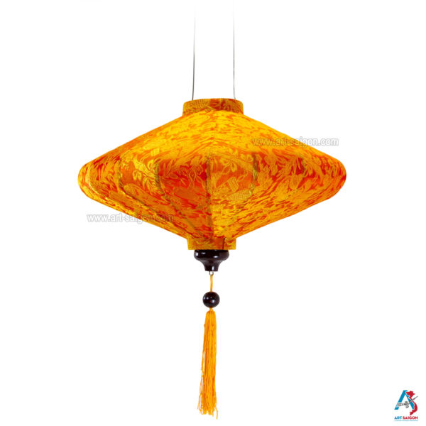 Lampion Asiatique en Soie Orange de la ville de Hoi An au Vietnam, Lanterne Traditionnel en Tissu, Bambou et Bois | Décoration et Artisanat Asiatique - Article vendu par la Boutique Art-saigon.com